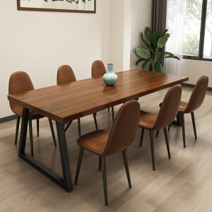 椅子 餐桌 美式實木餐桌簡約現代家用飯桌長方形餐桌椅組合鐵藝桌工業風餐桌
