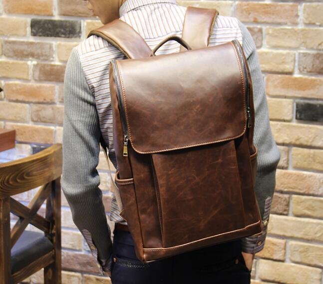 FINDSENSE Z1 韓國 時尚 潮 男 皮質 大容量 休閒 旅行包 電腦包 學生包 書包 後背包 雙肩包