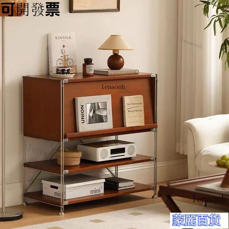 附發票 -【特價免運】實木中古雜誌櫃書架北歐簡約客廳收納櫃書櫃邊櫃臥室置物架展示架 北歐實木餐邊櫃 日式邊櫃AA0704