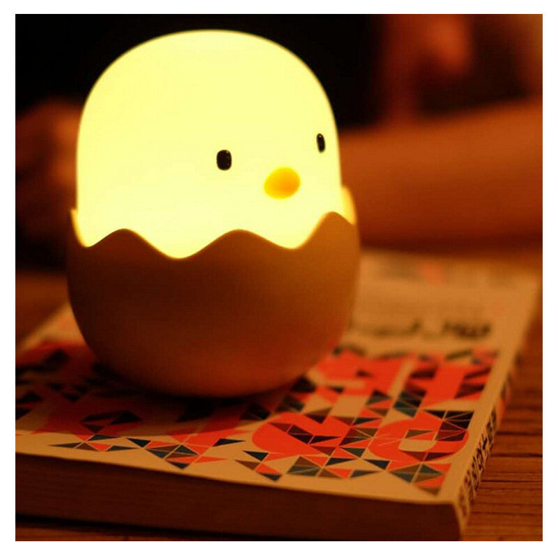蛋壳鸡硅胶拍拍灯USB小夜灯充电喂奶灯不倒翁卡通鸡蛋儿童led台灯