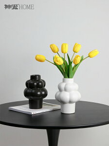 現代簡約素燒陶瓷泡泡花瓶擺件高顏值家居客廳電視櫃插花束裝飾瓶
