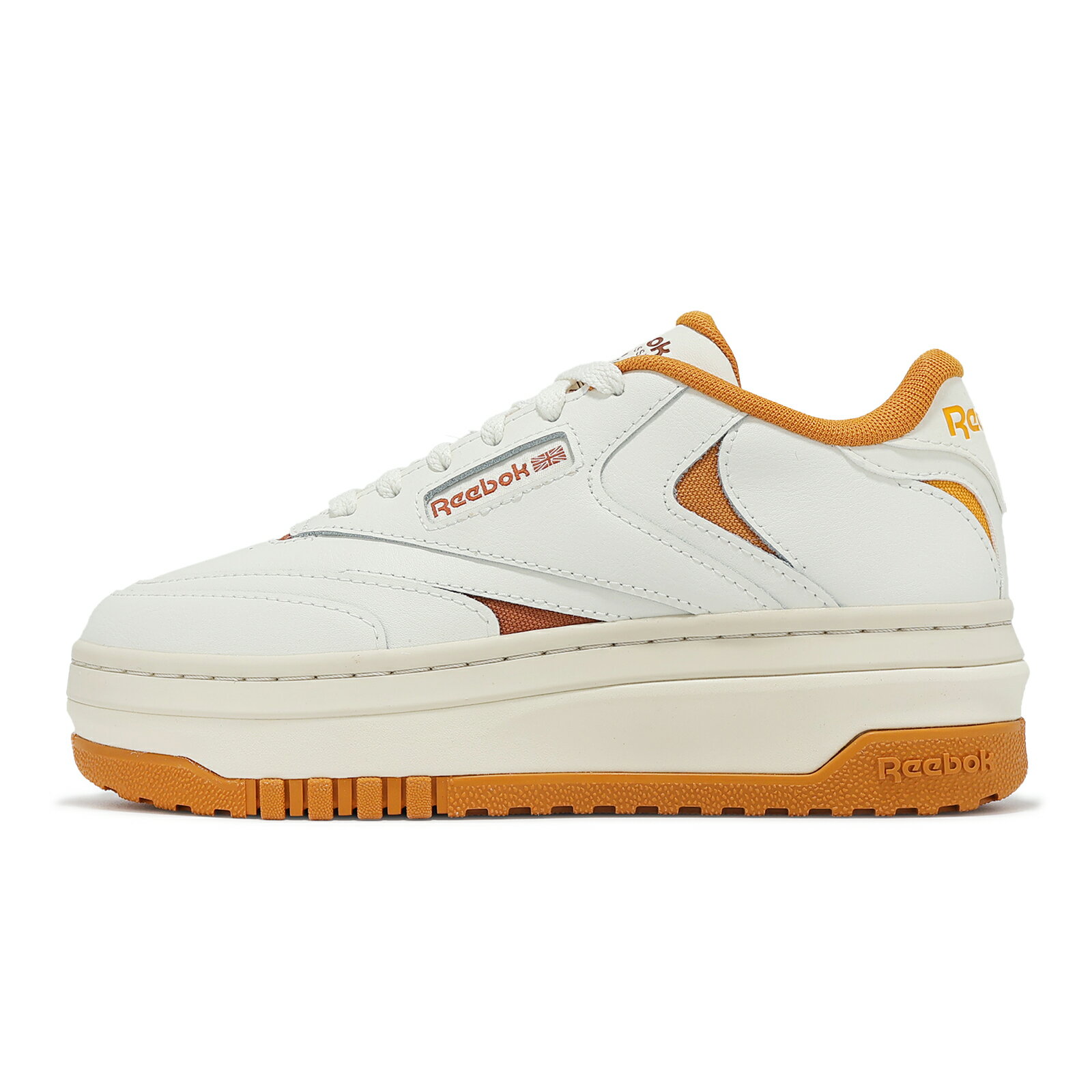 Reebok 休閒鞋 Club C Extra 女鞋 米白 橘 皮革 復古 厚底 增高 100208960