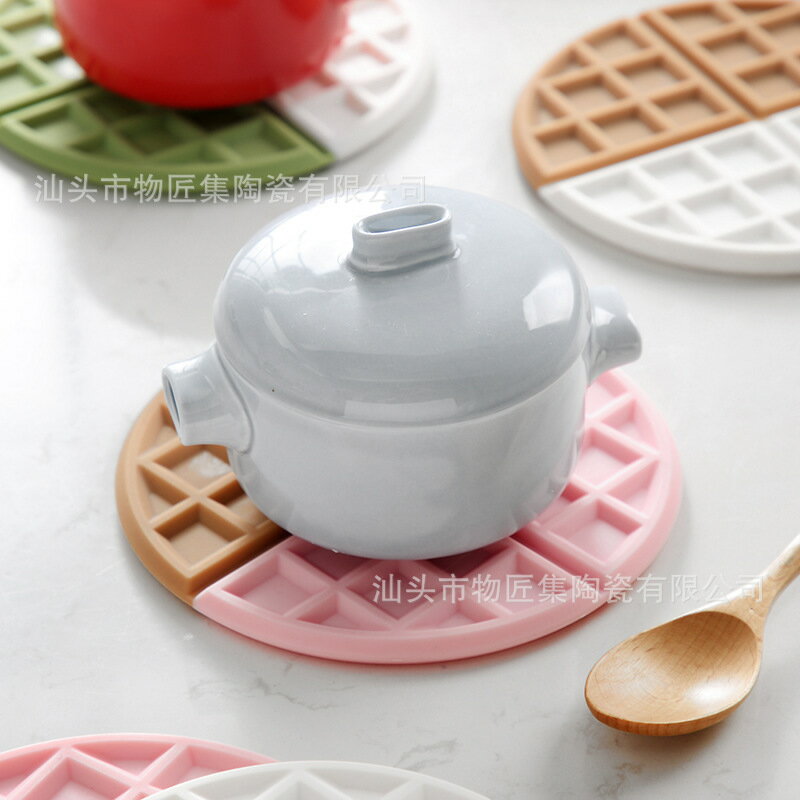 創意華夫餅防燙矽膠墊鍋墊隔熱墊杯墊餐墊加厚禮品定製桌墊北歐
