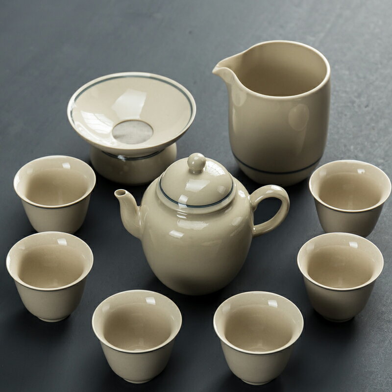 復古日式草木灰茶具套裝家用6人簡約茶壺創意陶瓷功夫蓋碗喝茶杯