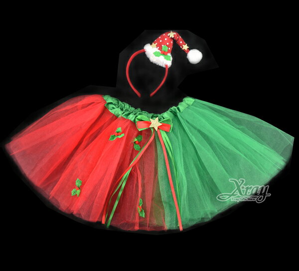 <br/><br/>  X射線【X416644】聖誕帽紗裙兩件組，聖誕節/髮箍/髮圈/蓬蓬裙/化妝舞會/派對道具/聖誕裙/舞蹈表演/攝影/精靈<br/><br/>