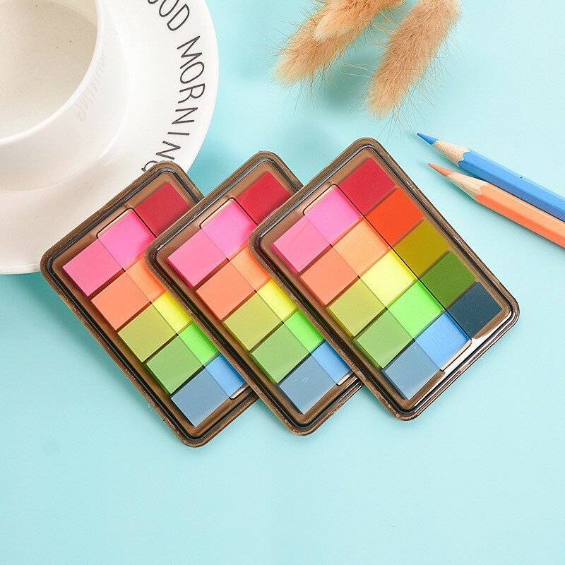 台灣現貨｜韓國抽拉式盒裝 可撕便利貼紙 螢光色便籤紙 便簽本指示標記貼｜丹丹悅生活 1