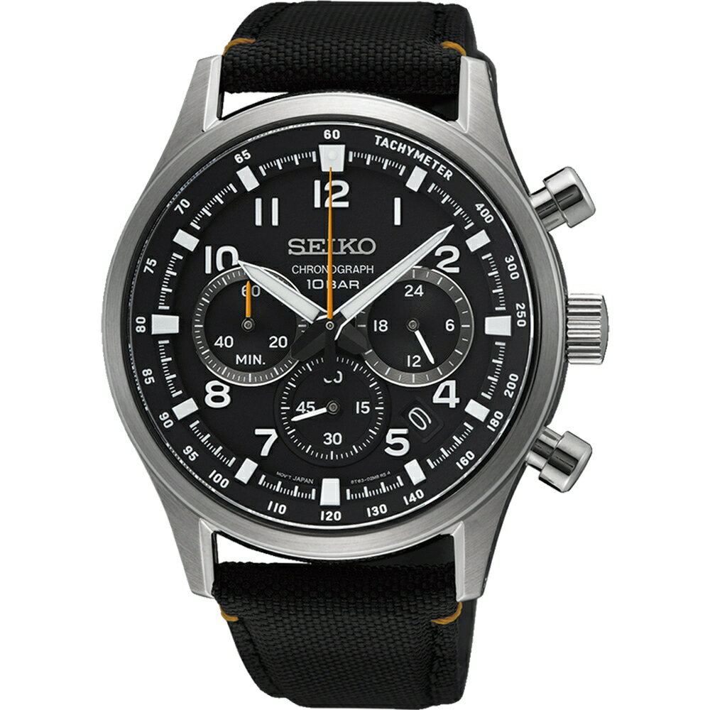 送禮首選★SEIKO 精工錶 CS系列 計時手錶 男錶 黑色-SSB449P1.8T63-02M0C/43mm SK005 附提袋【全館滿額折價★APP下單點數4倍送】線上購買享 實體門市同步服務