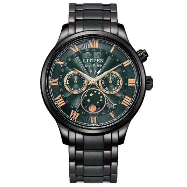 CITIZEN 星辰錶 AP1055-87X Gent's 時尚型男光動能月向錶 / 綠面 42mm｜樂天全館特惠中★指定刷卡回饋10%