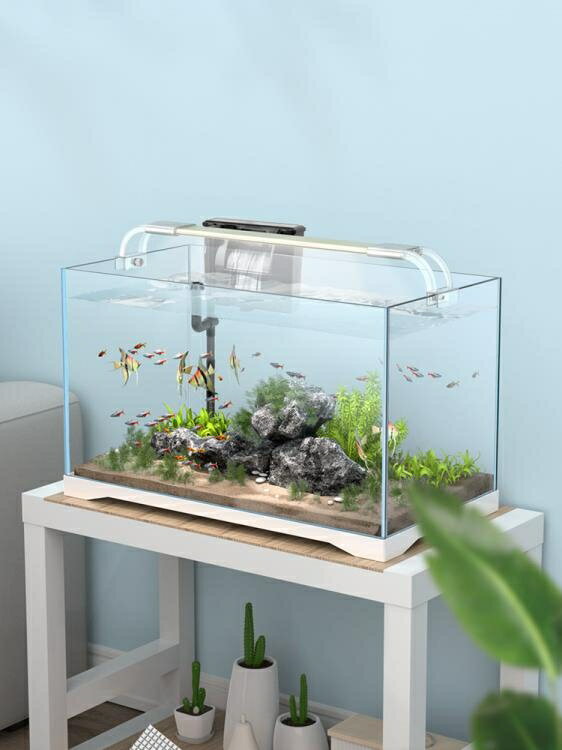 烏龜缸 森森金晶超白玻璃魚缸客廳小型家用生態草缸造景套餐烏龜缸水族箱XL 【麥田印象】