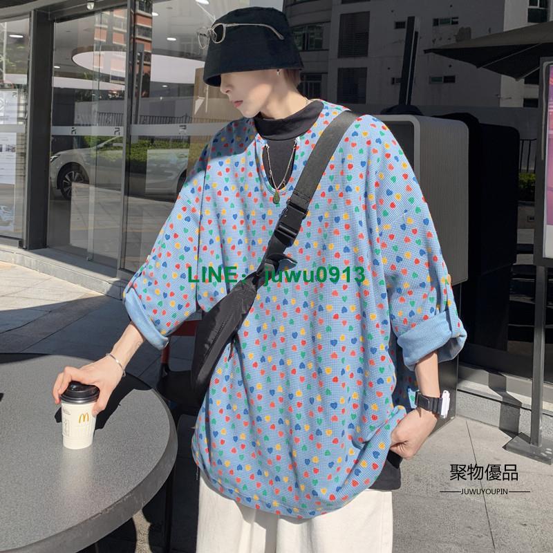 七分袖T恤短袖寬版薄款百搭衣服潮流男裝【聚物優品】
