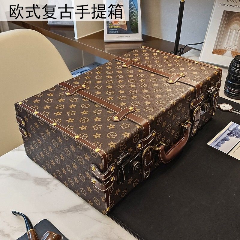 現貨免運！整理箱 儲物箱 收納箱 道具箱 手提箱 旅行箱 歐式復古手提箱旅行皮箱老式陳列攝影道具整理箱衣服收納箱行李箱 八折減免 可開發票 快速出貨