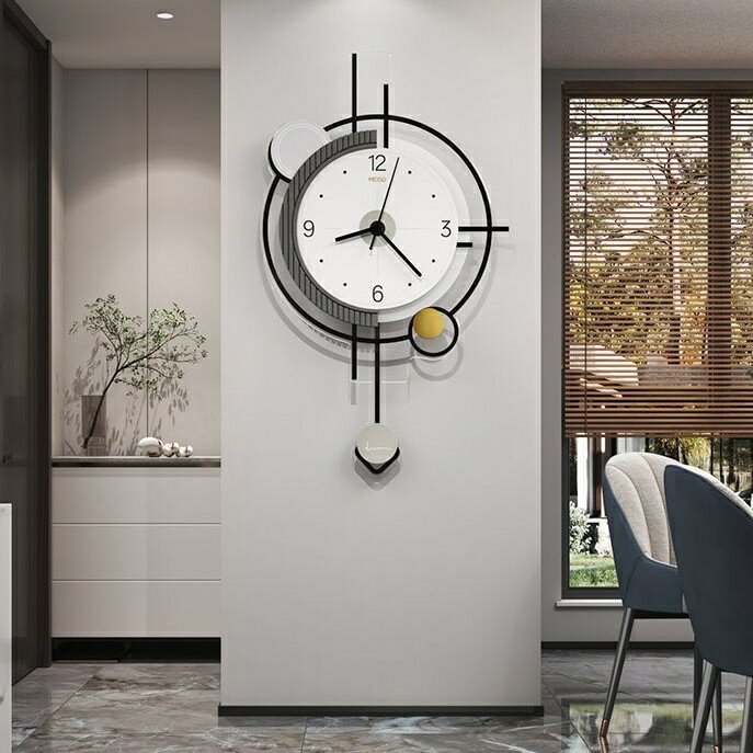 【免運】北歐風創意壁鍾 亞克力鐘錶 靜音掛鐘 藝術高品質時鐘 客廳擺鐘 搖擺掛鐘 時鐘 個性裝飾 高CP