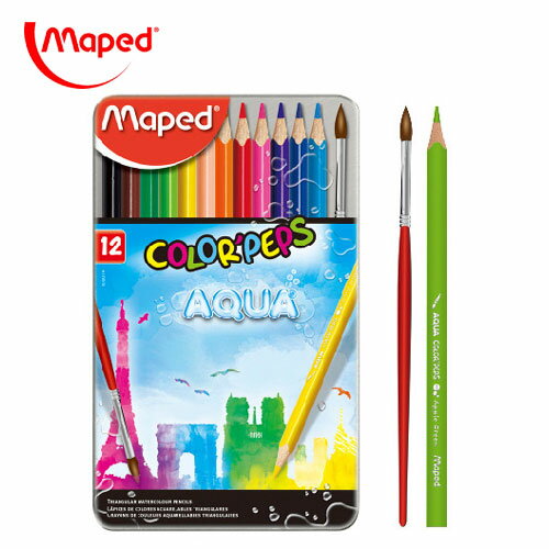 【法國 Maped】學用水彩色鉛筆(12色鐵盒)(836014) / 盒