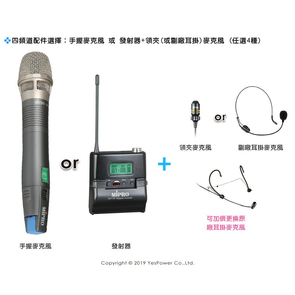 ACT-74 MIPRO 四頻道純自動選訊接收機/4支無線麥克風/一年保固/台灣製造 3