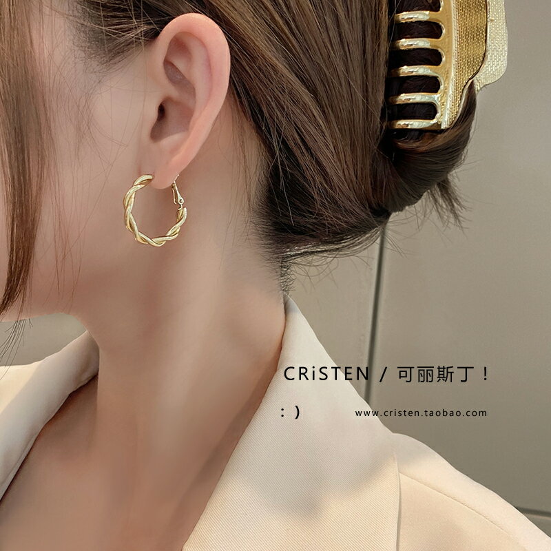 S925銀針圓圈耳環女ins高級感輕奢耳飾小眾設計2021年新款潮耳圈