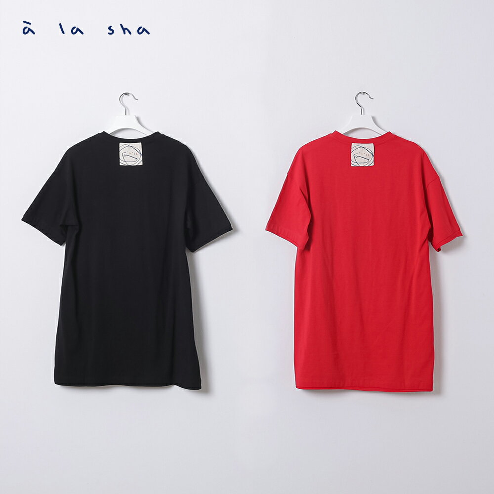 a la sha  LOGO印花設計長版棉T 7