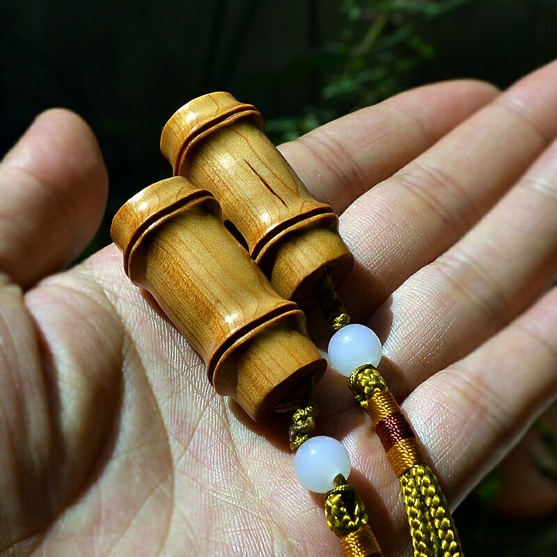 紅豆杉木雕竹節節高升手把件文玩手把玩件實木質雕刻鑰匙扣掛件 3