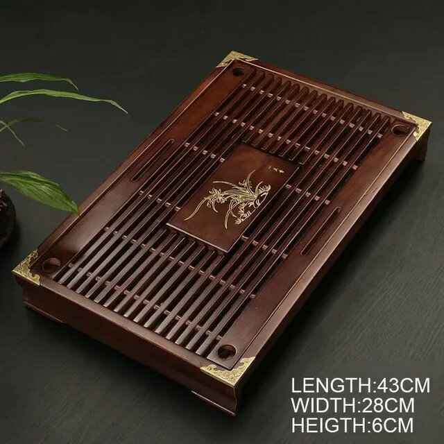 【日本代購】茶盤排水實木儲水功夫茶具抽屜板桌中式禮儀用具託盤