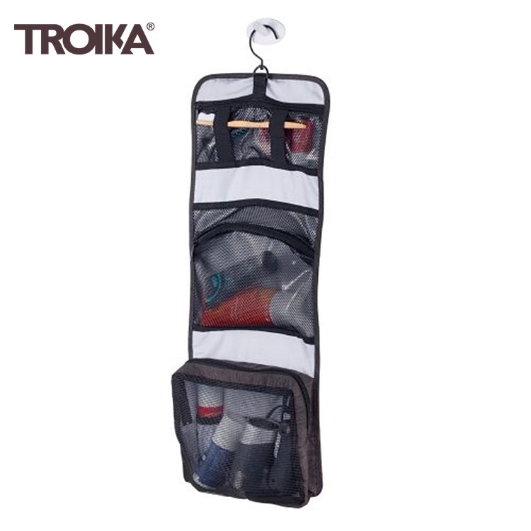 耀您館★德國TROIKA商務品味防水盥洗包多功能包BBG55/GY換洗包(附掛勾)化妝包 適出國外出差旅行健身泡溫泉【APP下單點數4倍送】