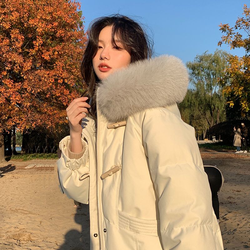 快速出貨/羽絨外套 長大衣 羽絨服女中長款冬季新款連帽大毛領加厚寬松過膝韓版外套ins