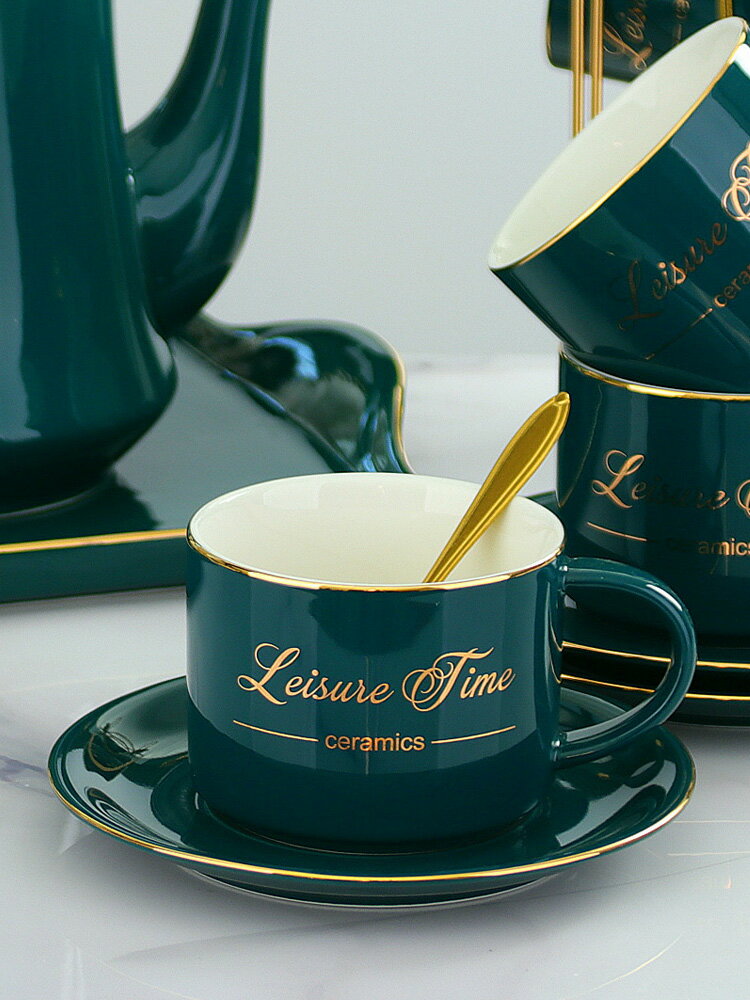 咖啡杯陶瓷杯子茶具下午茶家用歐式小奢華高檔精致優雅杯碟套裝綠 全館免運