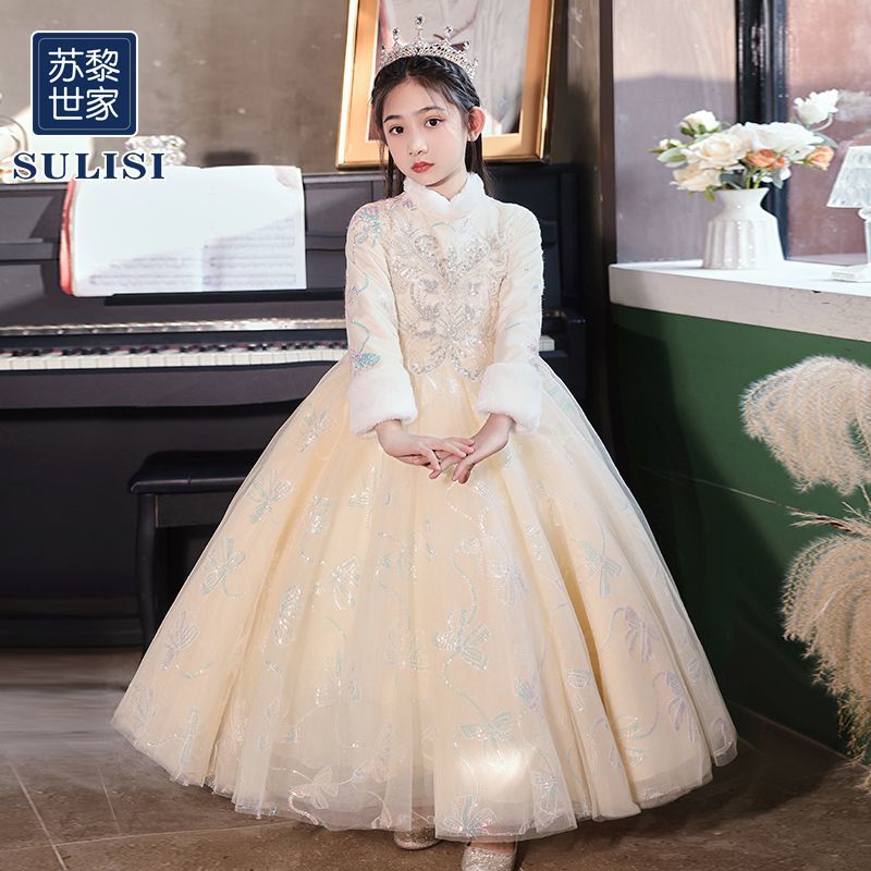 蘇黎世家兒童禮服晚禮服高階高階花童加厚女童生日公主主持人鋼琴