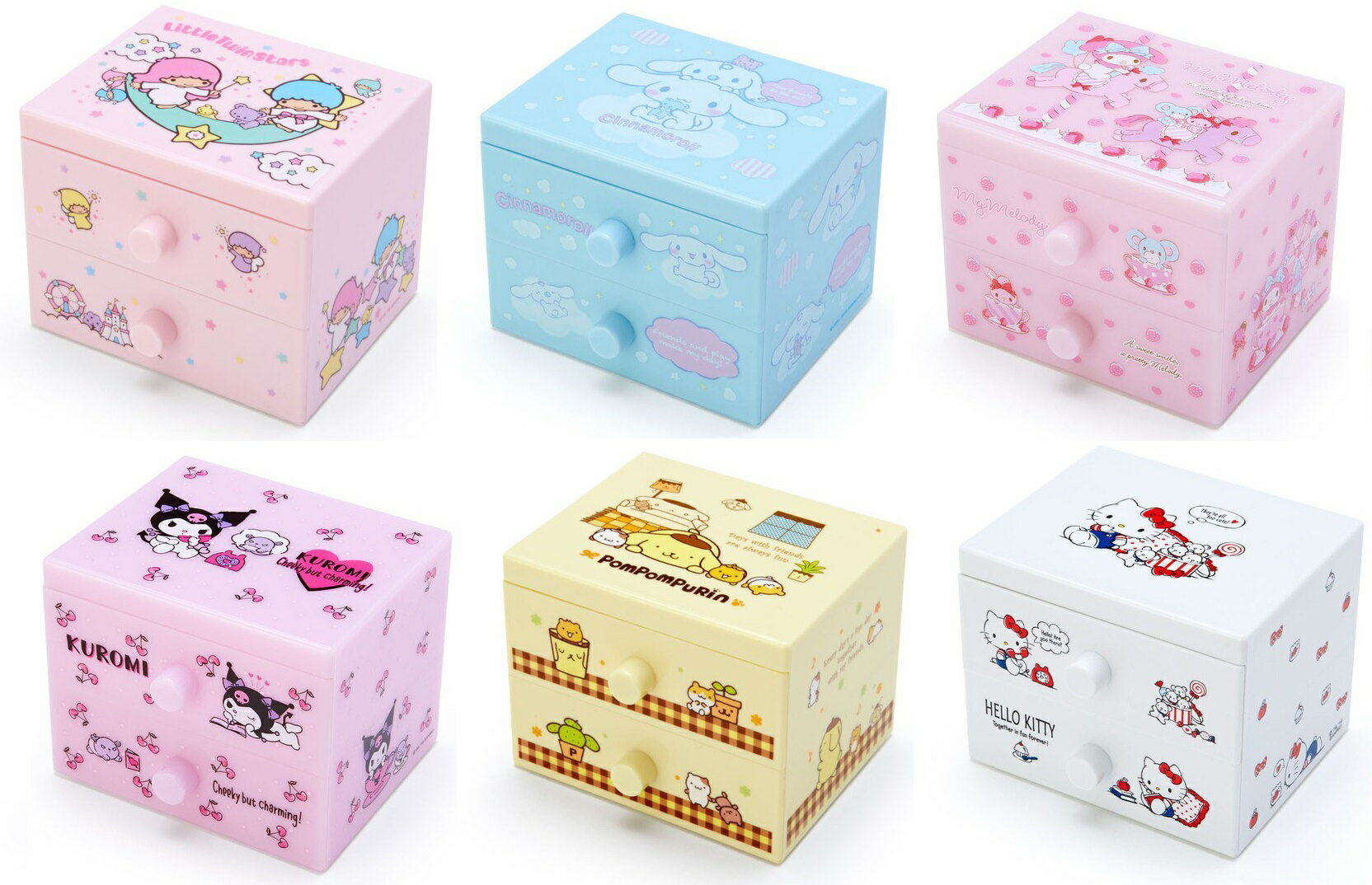 大賀屋 日貨 HELLO KITTY 桌上型 雙層櫃 兩層櫃 收納櫃 收納盒 櫃子 盒子 KT 正版 L00011453