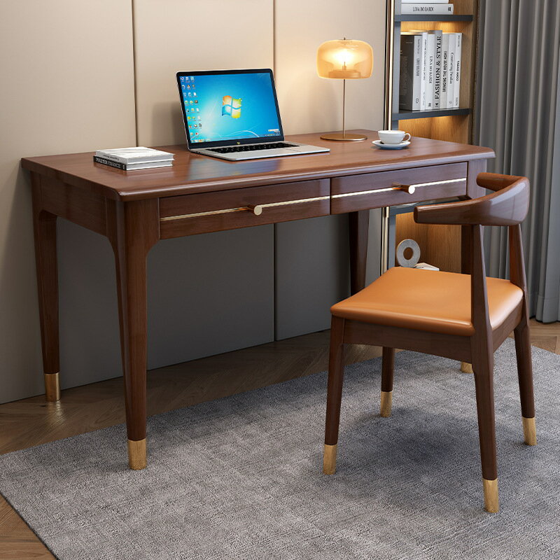 電腦桌 電腦椅 新中式實木書桌簡約電腦桌學生學習桌子寫字桌臥室輕奢家用辦公桌