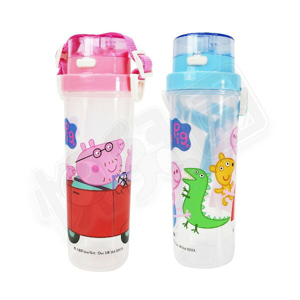 Peppa Pig 佩佩豬 小巧吸管水壺500ml-粉 藍【悅兒園婦幼 館】
