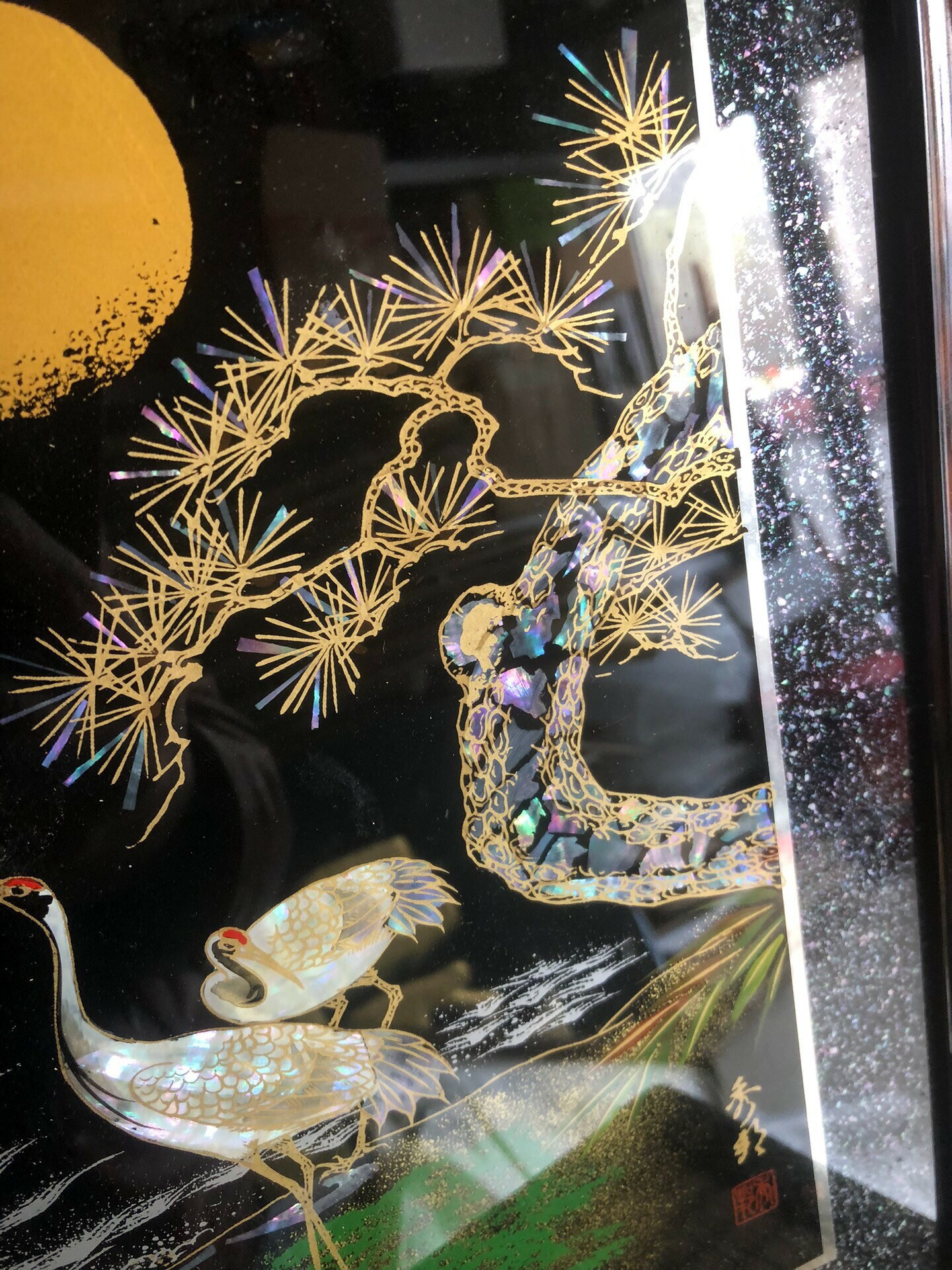 2540 時代物 螺鈿漆器 屏風 両面屏風 人物 梅文　細密細工 2540 時代物 螺鈿漆器 屏風 両面屏風 人物 梅文細密細工