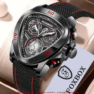 男士時尚手錶創意皮革休閒計時碼表多功能頂品牌石英夜光防水手錶BOX