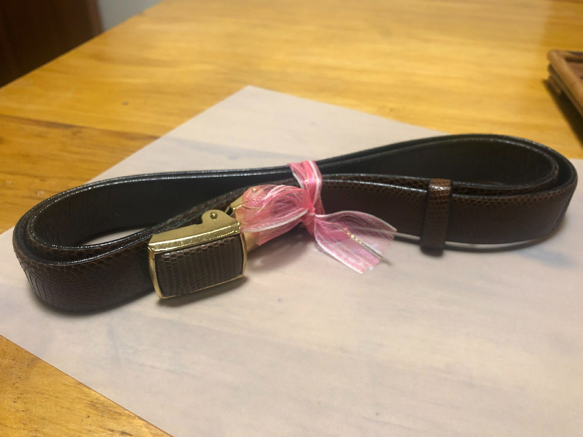 日本中古迴流真皮長蟲皮 細條女士腰帶皮帶