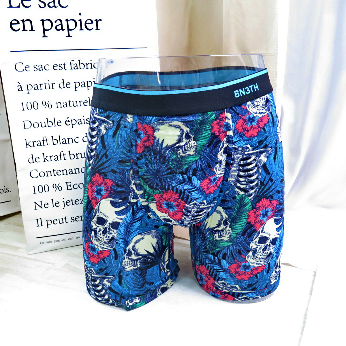 BN3TH 加拿大專櫃品牌 天絲 3D立體囊袋內褲 M111026A091 經典系列 長版 骷髏叢林【iSport】