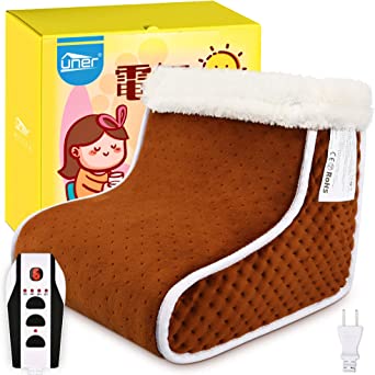 Uner【日本代購】加熱器電氣6檔溫度調節帶定時器防止過熱功能安全節能50W快速暖手雙腳用可洗滌男女通用 - 棕 0