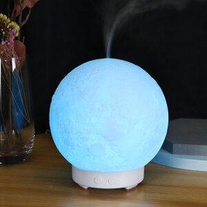 15cm大容量月球燈加濕器 香薰創意月亮3D小夜燈霧化器木紋香薰機