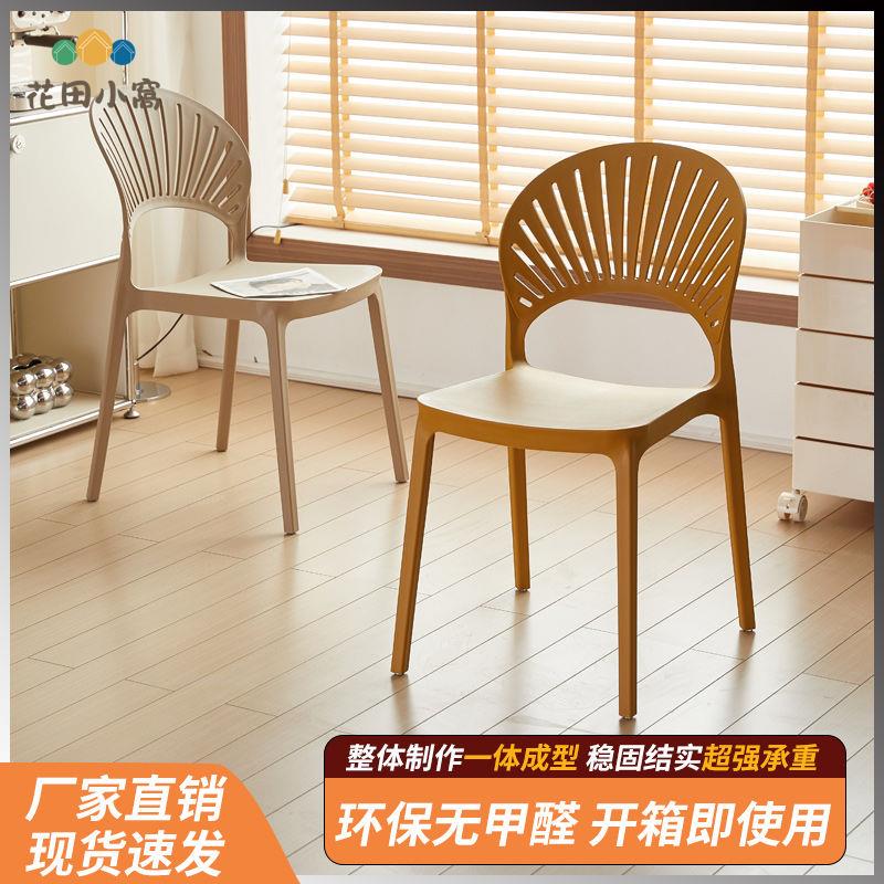 現貨免運！塑膠椅 靠背椅 餐桌椅 椅子 北歐塑膠餐椅簡約家用成人椅子靠背凳子書桌椅奶茶店休閑椅化妝椅