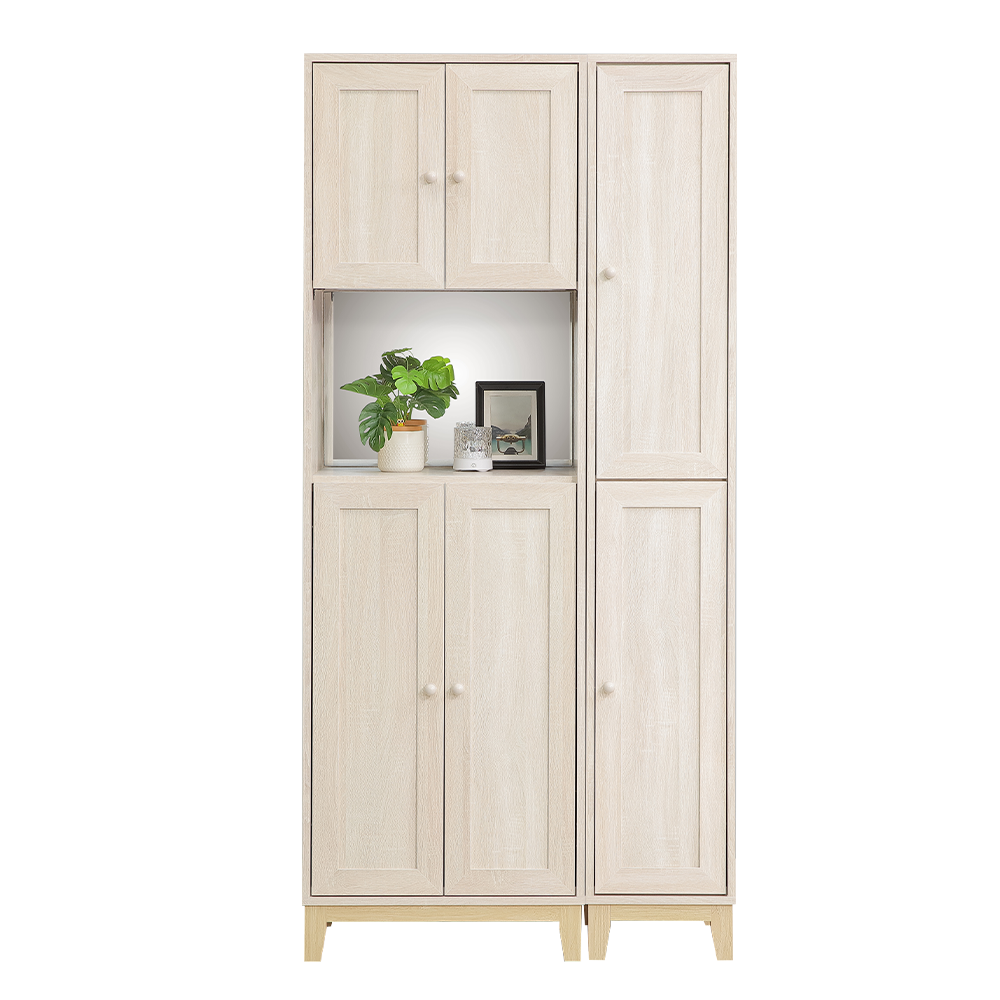 【直人木業】COCO田園奶油風鞋櫃組92公分-右開款(右開二門32公分+中空60公分) 1