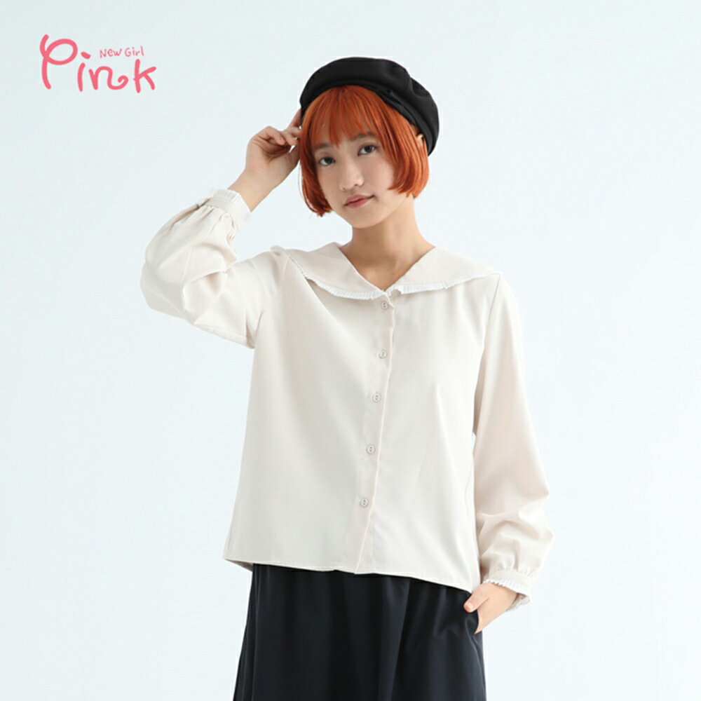 Pink* 秀氣圓弧領襯衫 (2色) Z2208AD