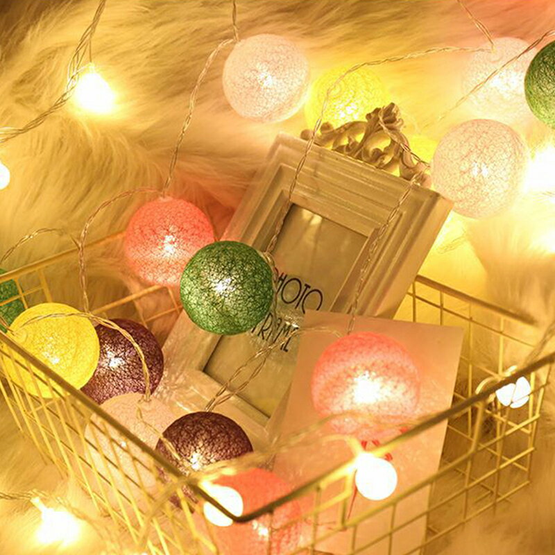 WallFree窩自在★3米棉球燈 聖誕燈 裝飾燈(棉球燈 聖誕燈 裝飾燈 聖誕布置 竹編燈 球燈 燈串 漫婚禮生日兒童房間佈置 聖誕樹球串燈 Tiffany)