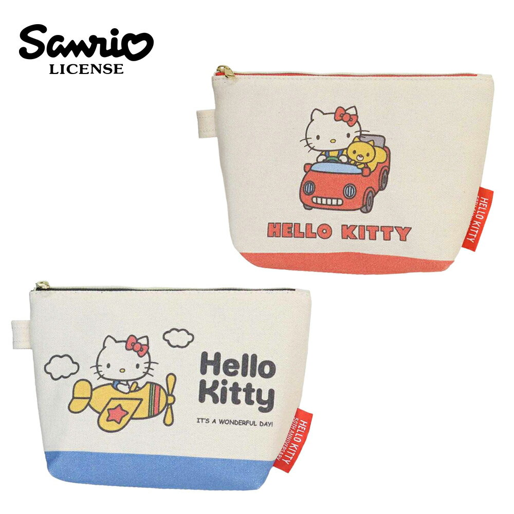 【日本正版】凱蒂貓 50周年 帆布 船型 化妝包 收納包 鉛筆盒 筆袋 Hello Kitty 三麗鷗 Sanrio