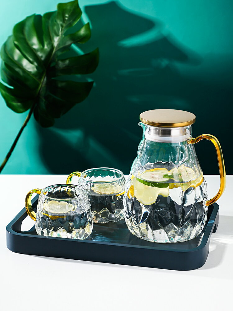 耐高溫冷水壺玻璃涼水壺夏家用耐熱泡茶壺套裝大容量裝水瓶開水杯