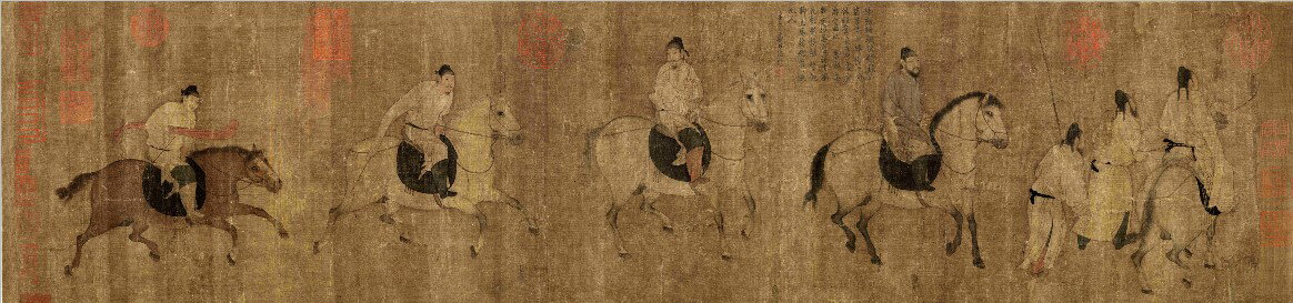宋畫仿古畫名畫復製品宋遊騎圖30-122人物畫國畫名人字畫裝飾畫