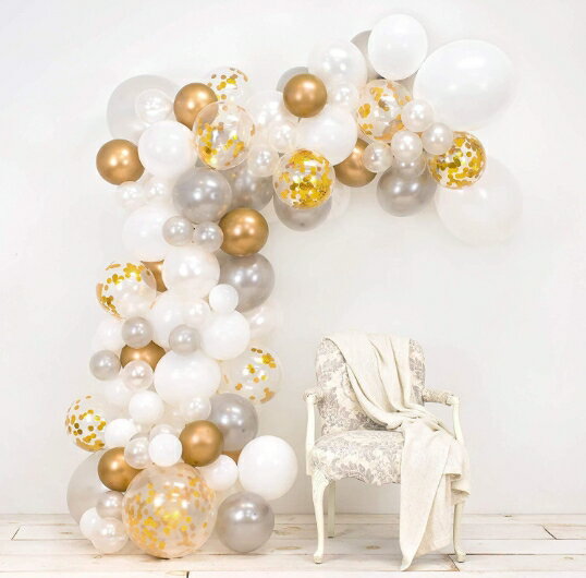 氣球套組 派對佈置 白金氣球套裝白色拱門氣球花環