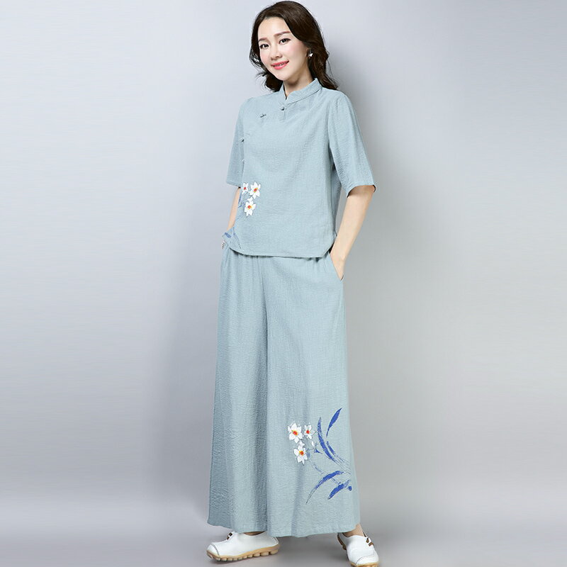 居士服女佛系棉麻茶服禪意漢服禪修服中國風中式女裝復古打坐套裝