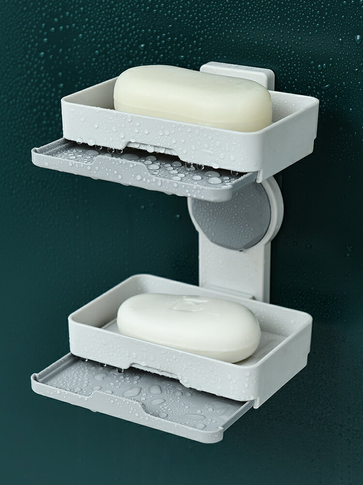 香皂盒肥皂盒壁掛式免打孔創意吸盤瀝水家用雙層浴室衛生間置物架