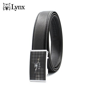 【Lynx】時尚男士格子紋頭十字壓紋牛皮自動扣皮帶 LY11-8361-99