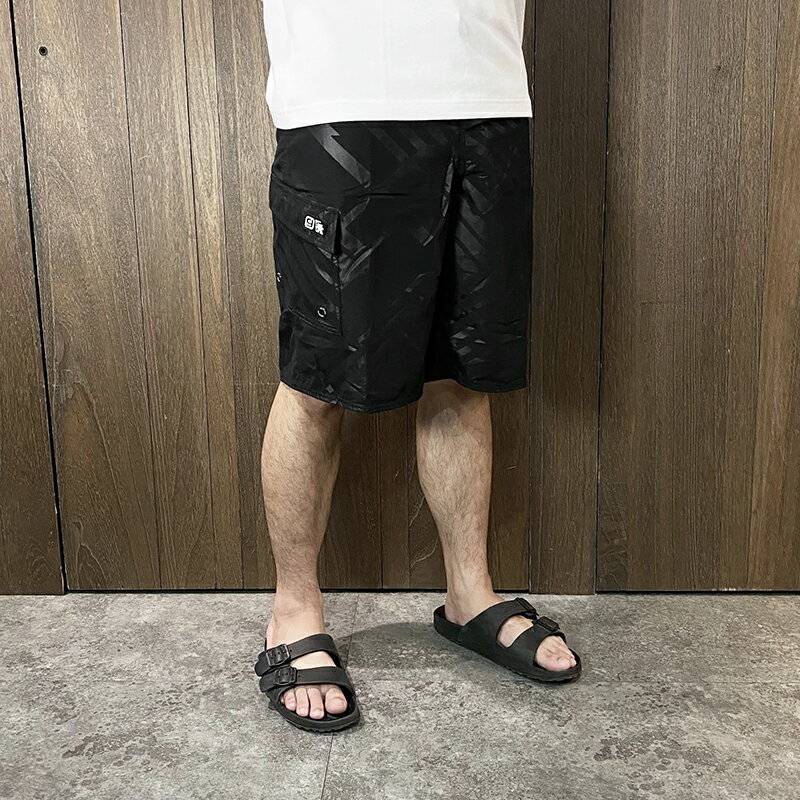 美國百分百【全新真品】Gotcha 海灘褲 綁繩 休閒 衝浪褲 男款 logo 短褲 黑色 BA52