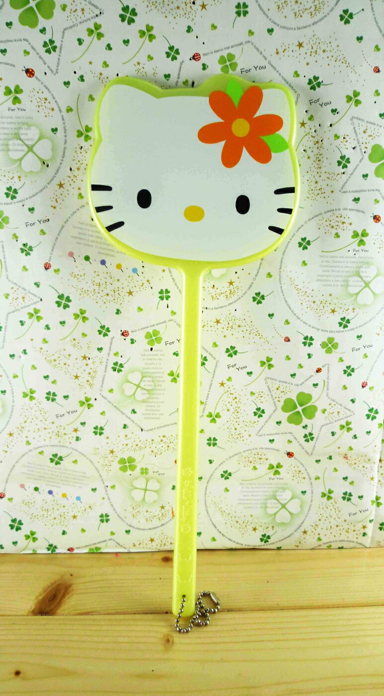 【震撼精品百貨】Hello Kitty 凱蒂貓-手拿鏡-黃波斯(L) 震撼日式精品百貨