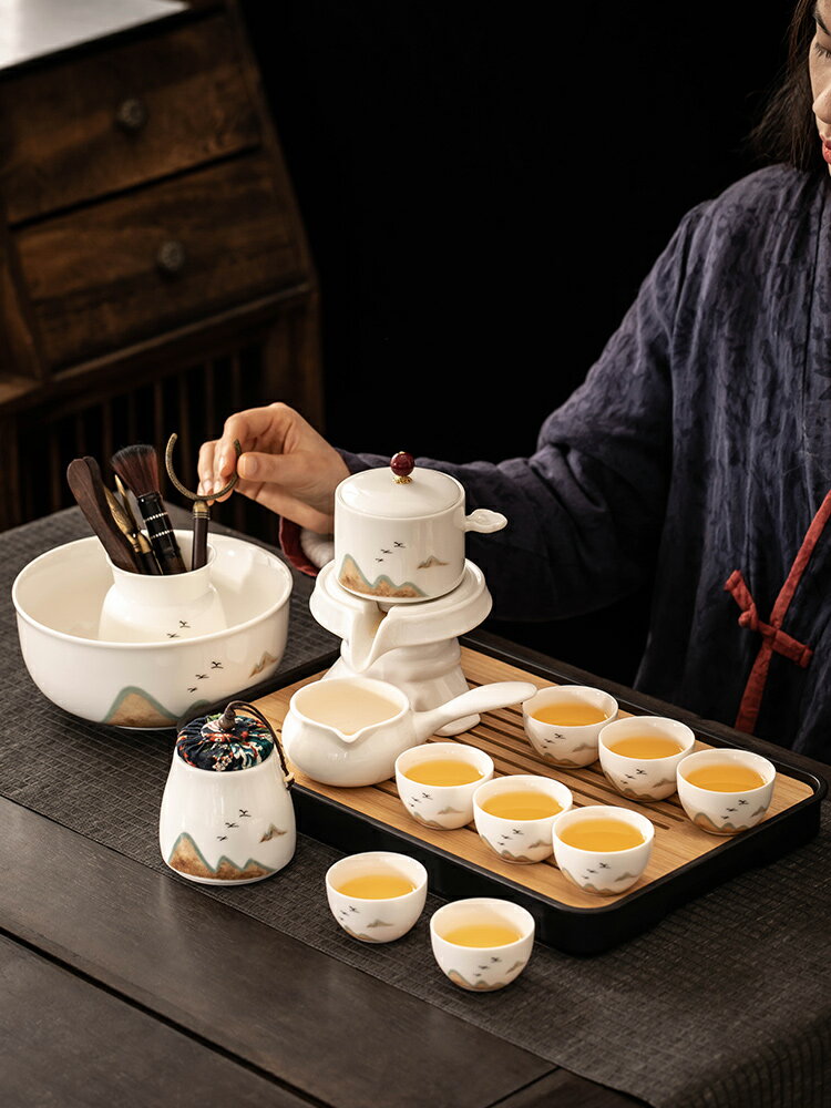 【破損包賠】羊脂玉白瓷懶人自動茶具套裝家用客廳輕奢高檔功夫喝茶杯泡茶神器