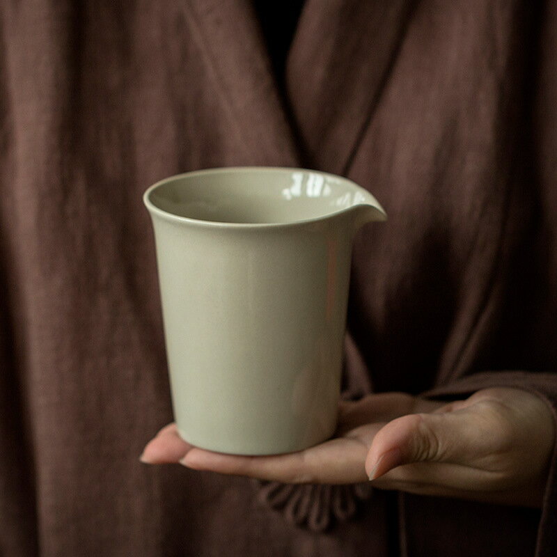 手工草木灰公道杯陶瓷分茶器功夫茶具單個大容量日式公杯仿古茶道